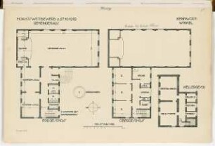 Gemeindehaus Monatskonkurrenz Oktober 1919: Grundriss Keller, Erdgeschoss, Obergeschoss 1:100; Maßstabsleiste