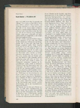 Kurt Stuhr - 70 Jahre alt