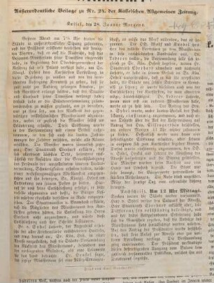 Außerordentliche Beilage zu Nr. 24. der Kasselschen Allgemeinen Zeitung. Kassel, den 28. Januar. Morgens.
