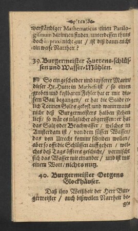 39. Burgermeister Huttens-schlüssen Wasser-Mühlen.