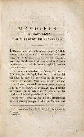 Mémoires pour servir à l'histoire de la vie privée, du retour, et du règne de Napoléon en 1815. 2