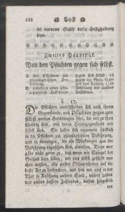 Zweites Hauptstük. Von den Pflichten gegen sich selbst
