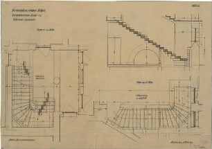 Fischer, Theodor; Stuttgart; Kunstausstellungsgebäude - Treppen UG (Grundrisse, Schnitt)