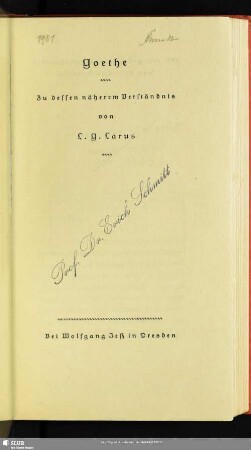 Goethe : zu dessen näherem Verständnis