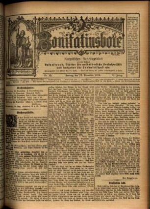 Erste Ausgabe vom Sonntag, den 10. Dezember 1916.
