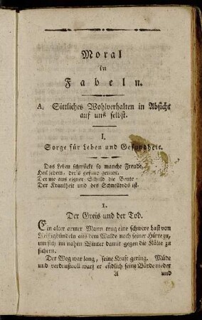 A. Sittliches Wohlverhalten in Absicht auf uns selbst.