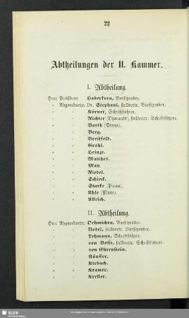 Abtheilungen der II. Kammer