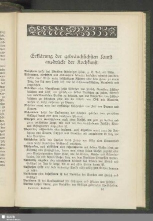 Erklärungen der gebräuchlichsten Kunstausdrücke der Kochkunst