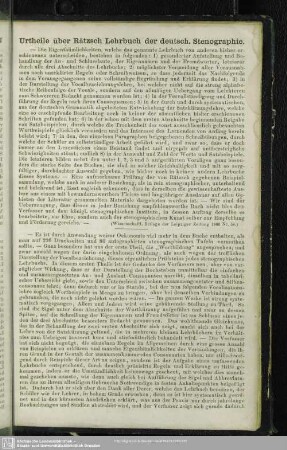 Urtheile über Rätzsch Lehrbuch der deutsch. Stenographie