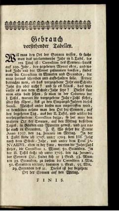 Gebrauch vorstehender Tabellen.