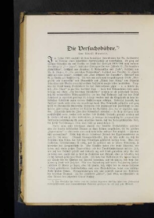 Die Versuchsbühne. *) Von Adolf Bartels.