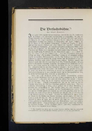 Die Versuchsbühne. *) Von Adolf Bartels.
