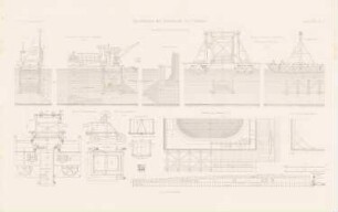 Rheinbrücke, Koblenz: Schnitte, Details (aus: Atlas zur Zeitschrift für Bauwesen, hrsg. v. F. Endell, Jg. 31, 1881)