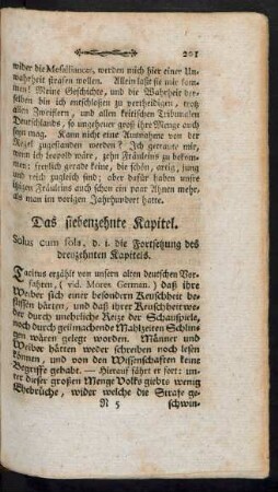 Das siebenzehnte Kapitel. Solus cum sola, d. i. die Fortsetzung des dreyzehnten Kapitels.