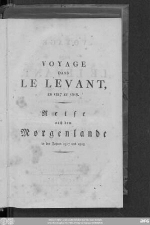 Lfg. 1: Reise nach dem Morgenlande : [in den Jahren 1817 und 1818]