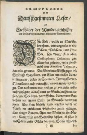 An- und Vor-Rede an die Deutschgesinneten Leser