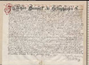 Johann Humpert, zu Hefinghausen (= Hewingsen), Kirchspiels Körbecke, verkauft dem Kloster Himmelpforten 3 Morgen Landes im Holländer. D. Körbecke d. 14. Februar 1704 1704 Februar 14, Körbecke