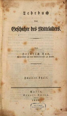 Lehrbuch der Geschichte des Mittelalters, 2
