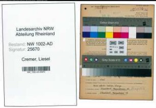 Entnazifizierung Liesel Cremer, geb. 26.04.1921 (Stenotyp.)