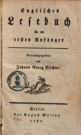 Englisches Lesebuch für die ersten Anfänger