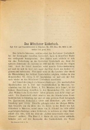 Das deutsche Lied des XV. und XVI. Jahrhunderts : in Wort, Melodie und mehrstimmigem Tonsatz, 2. Handschriften des 15. Jahrhunderts