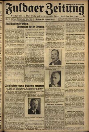 Erste Ausgabe vom Freitag, den 24. Februar 1933.