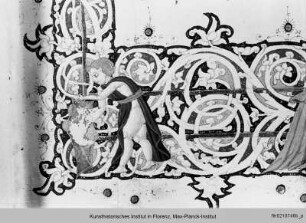 Buchseite mit Randbordüre, eingeschlossenem Mediciwappen, Text und Initialen B und C - Augustinus: Opera varia