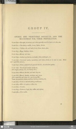 Group IV. Animal And Vegetable Products, And The Machinery For Their Preparation