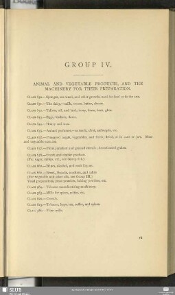 Group IV. Animal And Vegetable Products, And The Machinery For Their Preparation