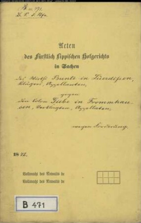 Bunte, Wirt in Lüerdissen gegen Giebe zu Fromhausen