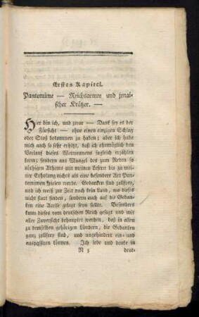 Erstes Kapitel. Pantomime - Reichsarmee und jenaischer Krätzer.