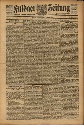 Erste Ausgabe vom Samstag, den 02. Januar 1909.
