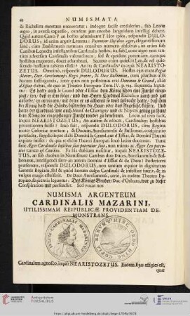 Numisma Argenteum Cardinalis Mazarini [...]