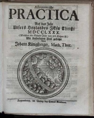 1780: Astronomische Practica auf das Jahr unsers Heylandes Jesu Christi MDCCLXXX
