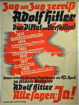 Propagandaplakat zur Volksabstimmung über den Anschluss Österreichs an das Deutsche Reich 1938
