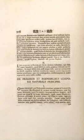 De primariis et insensibilibus corporis naturalis principiis.
