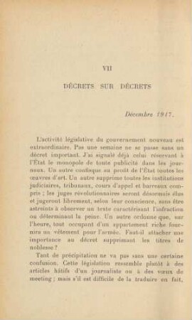 VII Décrets Sur Décrets