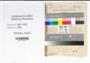 Entnazifizierung Anton Deckers , geb. 02.02.1898 (Beamter)