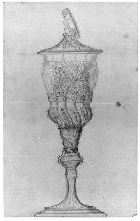 Deckelpokal : Rietschel, Ernst. Deckelpokal. Bleistift auf hellelfenbeinfarbenem Velin; 34,1 x 21,3 cm. Zwischen 1853 und 1860. Privatbesitz. WVZ 336