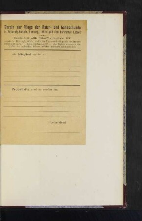Verein zur Pflege der Natur- und Landeskunde in Schleswig-Holstein, Hamburg, Lübeck und dem Fürstentum Lübeck