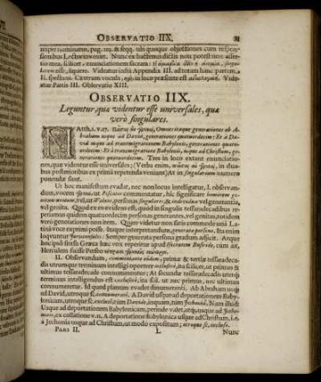 Observatio IIX. Leguntur, quæ videntur esse universales, quæ vero singulares.