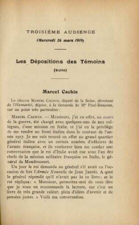 Troisième audience (Mercredi 26 mars 1919)