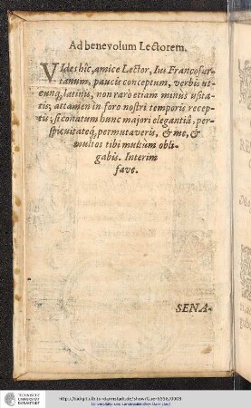 Ad benevolum Lectorem