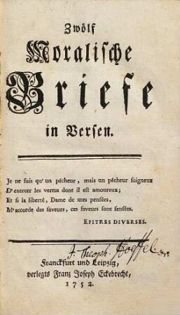 Zwölf Moralische Briefe in Versen
