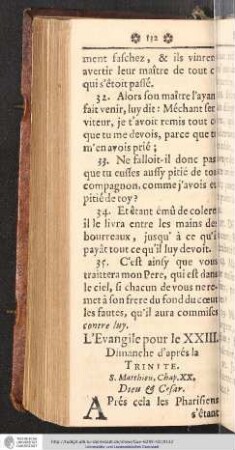 L'Evangile pour le XXIII. Dimanche d'aprés la Trinité