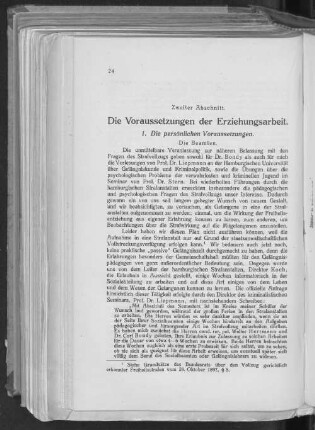 1. Die persönlichen Voraussetzungen.