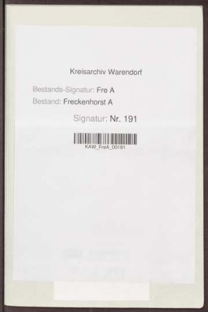 Rechnungsbelege Kirchspiel Freckenhorst