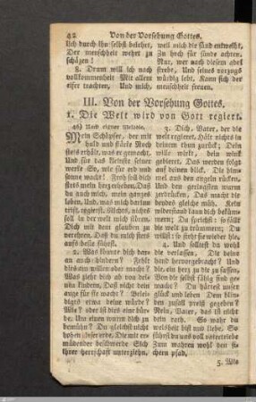 III. Von der Vorsehung Gottes.