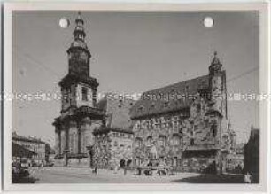 Worms, Marktplatz mit Rathaus und Siegfriedbrunnen, Reformations-Gedächtniskirche zur Heiligen Dreifaltigkeit