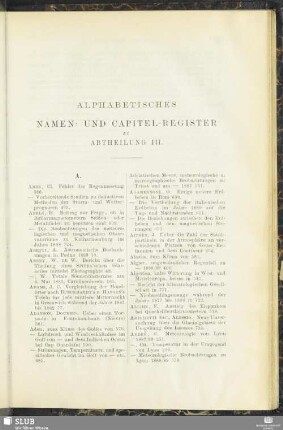 Alphabetisches Namen- und Capitel-Register zu Abtheilung III